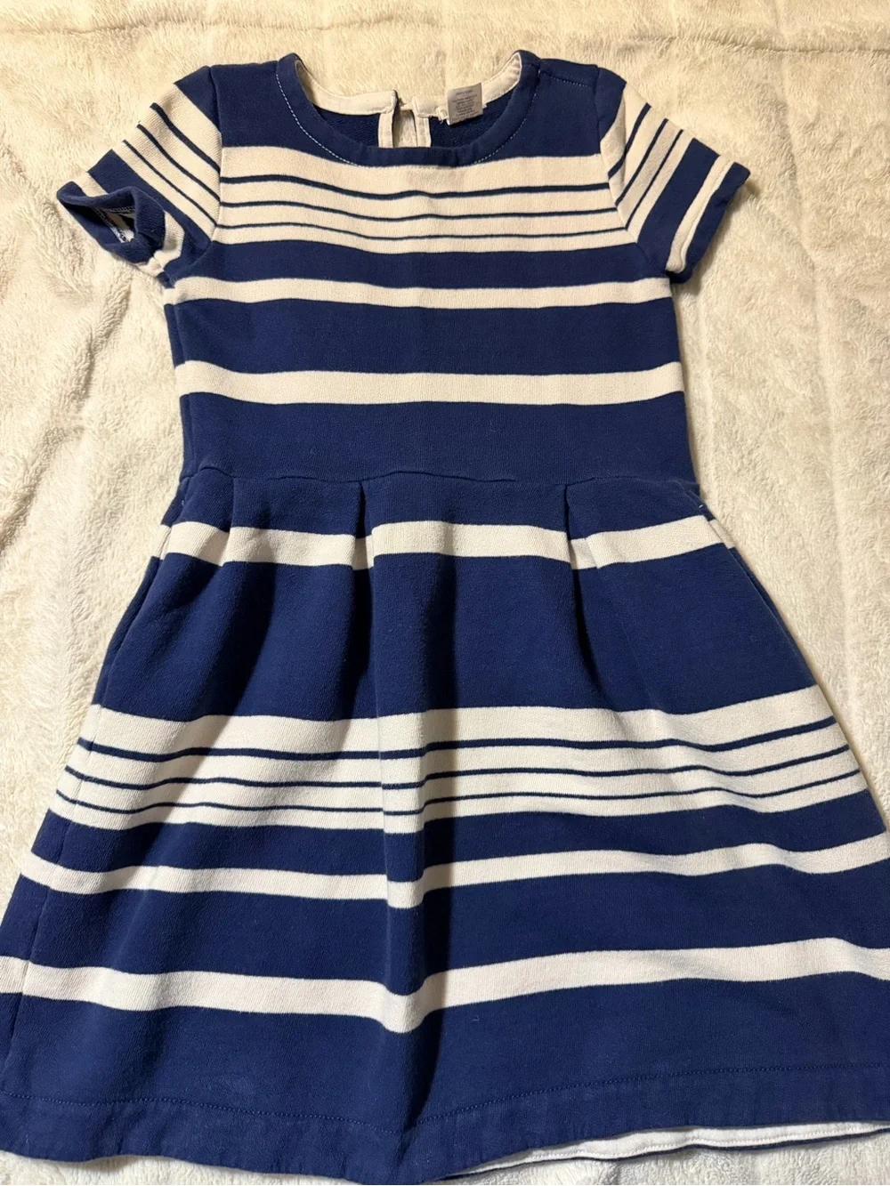 Crewcuts Navy and White Striped Fit-and-Flare Dress